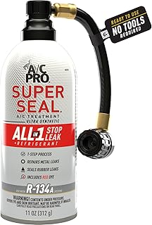 A/C Pro Super Seal All-in-One Stop Leak Charging Kit - 11 OZ, Leak Sealer for Automotive Air Conditioning Systems, Refrigerant Not Required