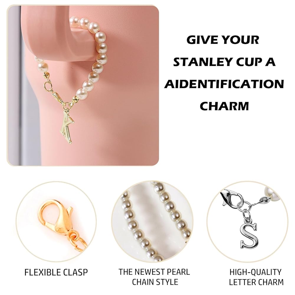 NQEUEPN Catena Decorativa Per Tazze Stanley - Con Ciondoli Lettere, Farfalle E Nappa | Per 40oz - Foto 14