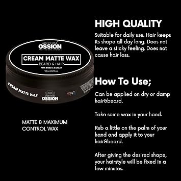 Morfose Ossion Premium Barber Line Hair and Beard Styling Cream Matte Wax, 5.92 Fl Oz