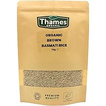 Organic Brown Basmati Rice 1kg - Source of Fibre, High Protein, No Additives, No Preservatives, Raw, Vegan, GMO-Free, Certified Organic - Nutritious Whole Grain - Thames Organic