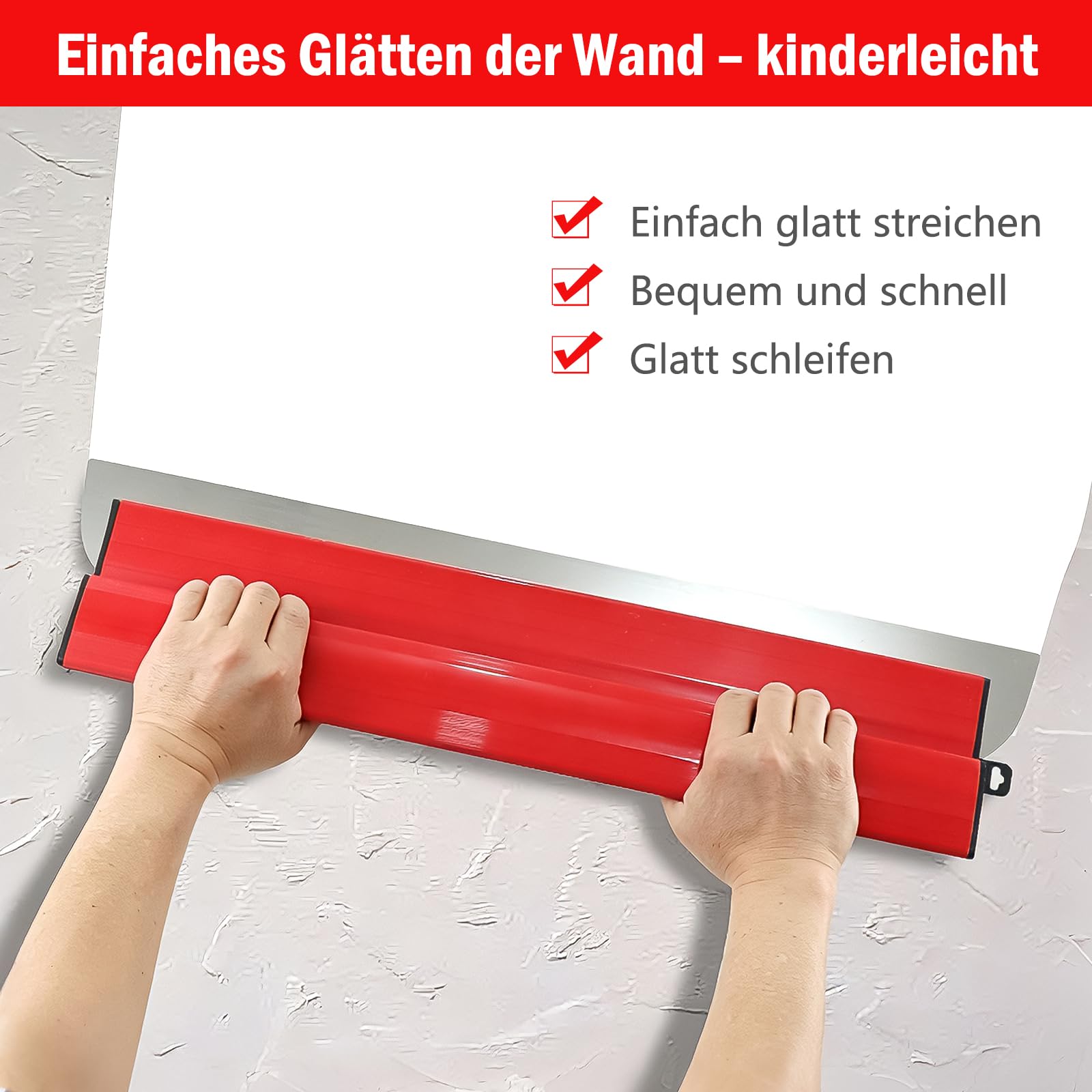 Set Spatole per Intonaco in Acciaio Inox con Impugnatura a Z 0,5 mm (80 cm) + 0,3 mm (40 cm / 25 cm) Livellamento Preciso per Pareti & Soffitti Utensile Professionale per Rasatura e Lavori di Pittura