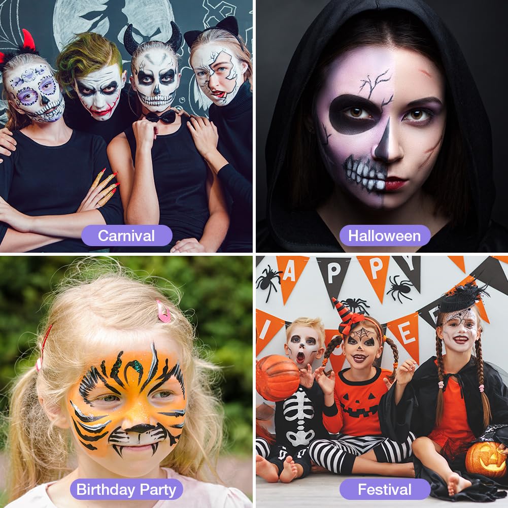 Farba do twarzy biała 100 g, farba do ciała, bezpieczna i zmywalna, farba do twarzy i ciała na Halloween, karnawał, imprezę