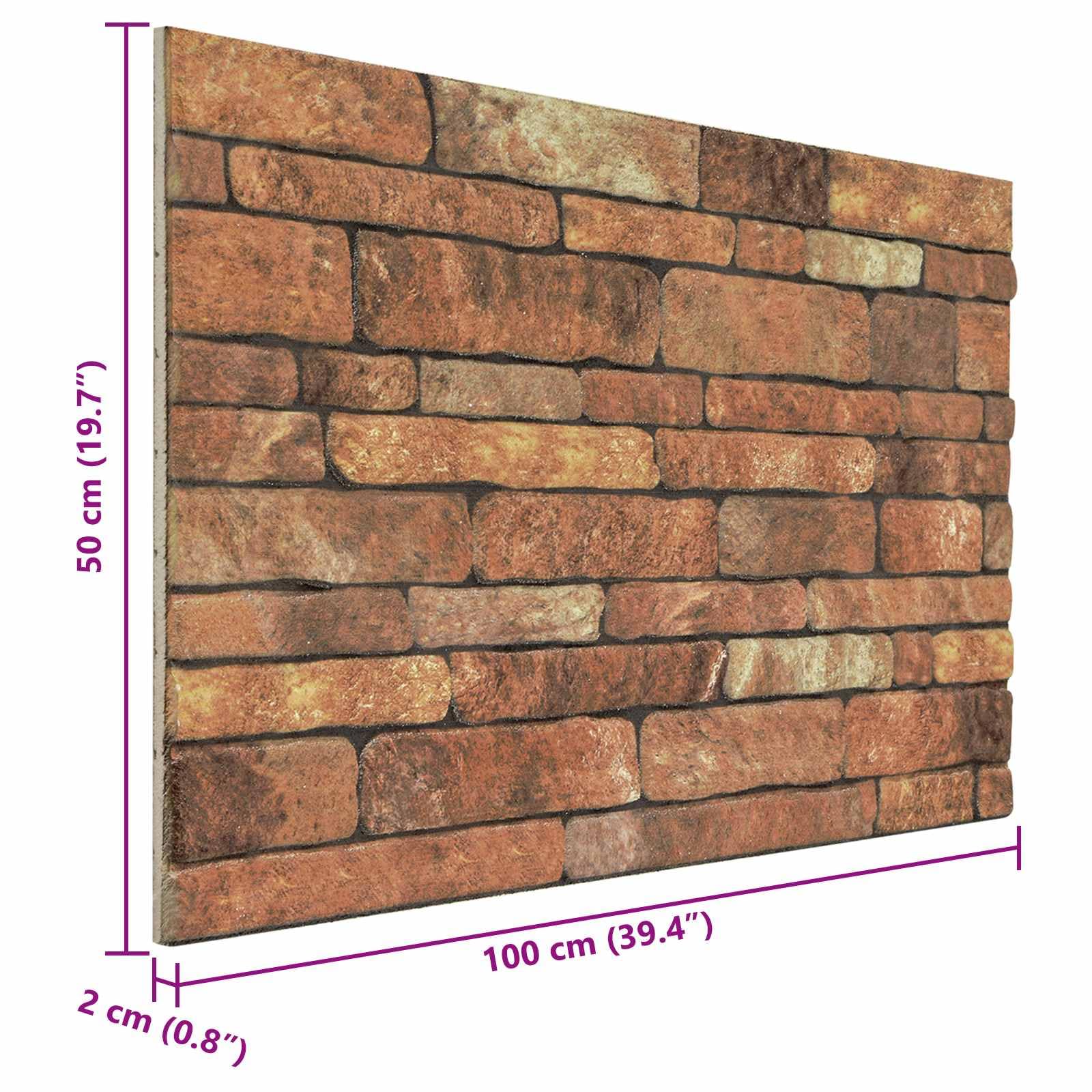 Paneles de pared (10 unidades, espuma EPS, 100 x 50 cm), color marrón y