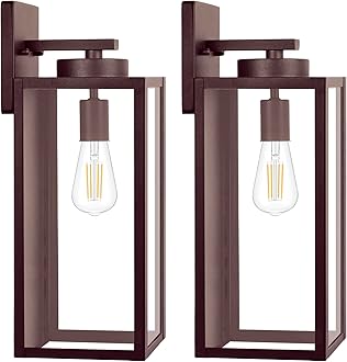 Large Size Outdoor Wall Light Fixtures, Exterior Lighting Fixtures Porch Sconces Wall Mounted, Waterproof Brown Outdoor Wall Lanterns Lamps, Outside Lights for House Patio Front Door Entryway, 2-Pack