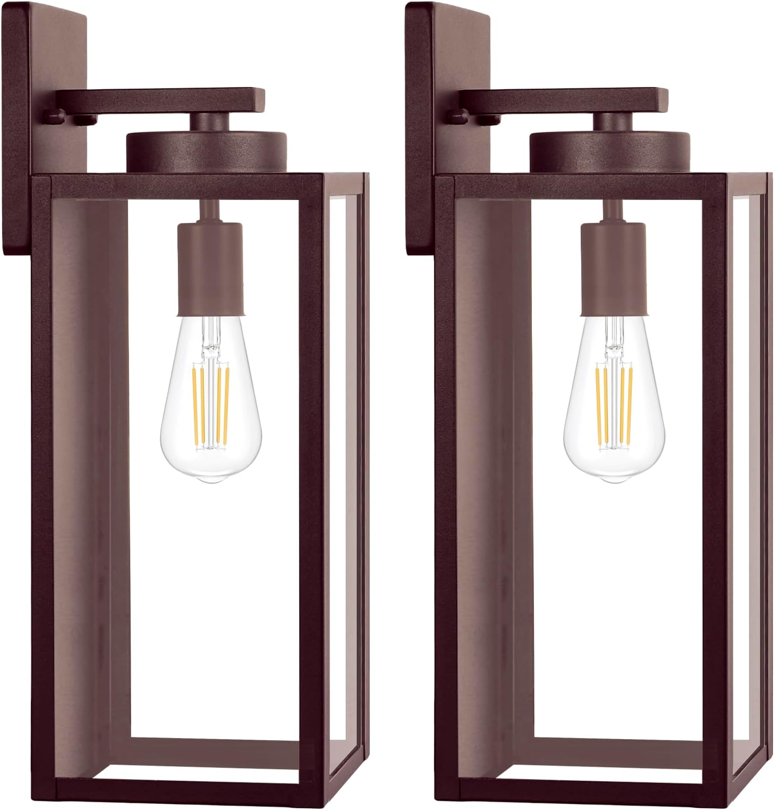 Large Size Outdoor Wall Light Fixtures, Exterior Lighting Fixtures Porch Sconces Wall Mounted, Waterproof Brown Outdoor Wall Lanterns Lamps, Outside Lights for House Patio Front Door Entryway, 2-Pack