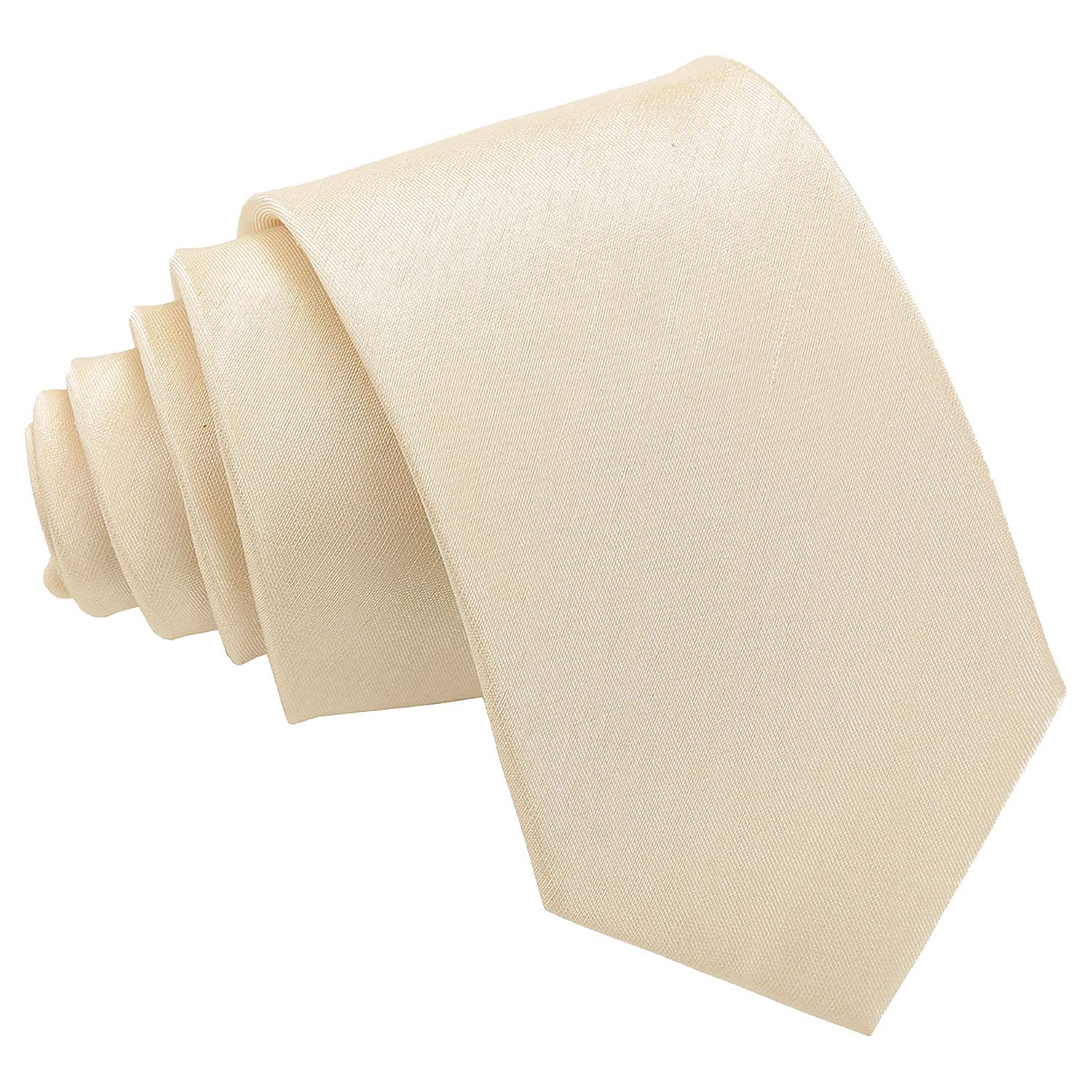 Dqt Men's Beige Plain Shantung Tie – 7Cm Slim Necktie For Wedding Business & Formal Wear