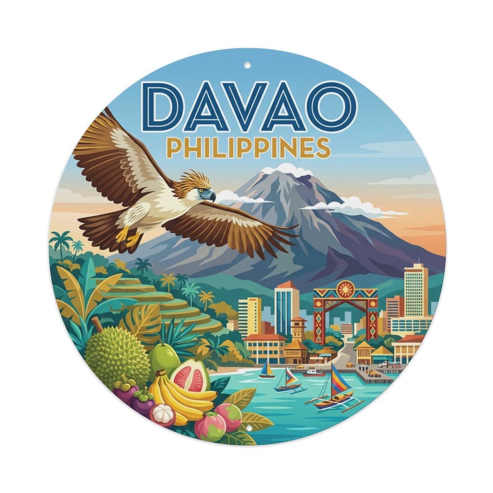 Xanthor Style Vintage Travel Philippines Davao Metal Tin Sign