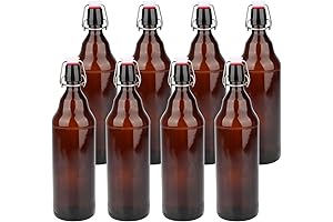 COMUDOT Glass Bottles, 1000ML x 8 PCS Empty Refillable Brown Glass Storage...