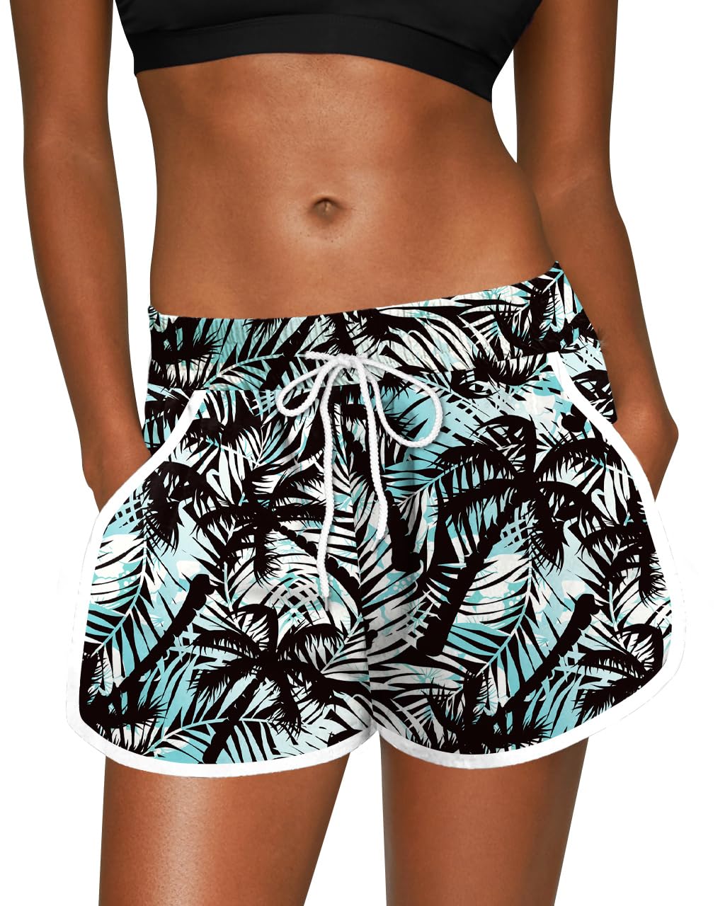 For G and PL Women Summer Floral Beach Boardshorts with Pockets Swim Trunks