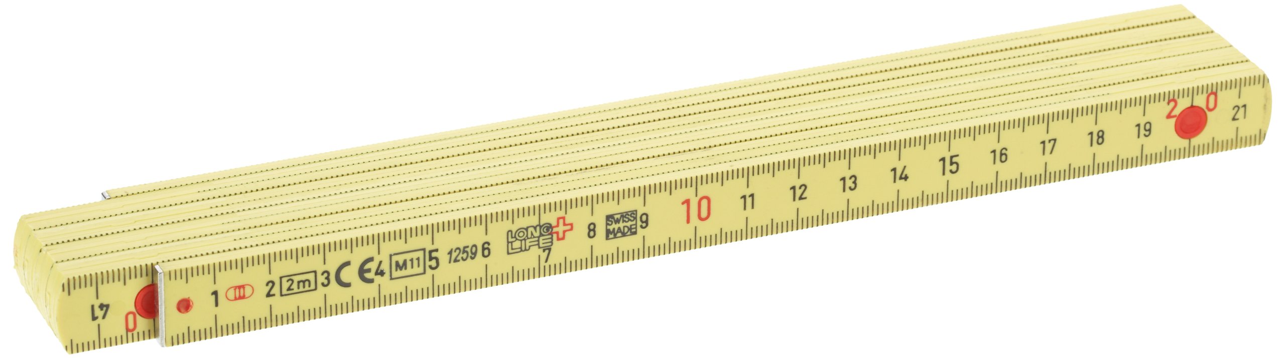 BMI 936001 Longlife Mètre pliant en plastique renforcé à la fibre de verre Jaune 2 m