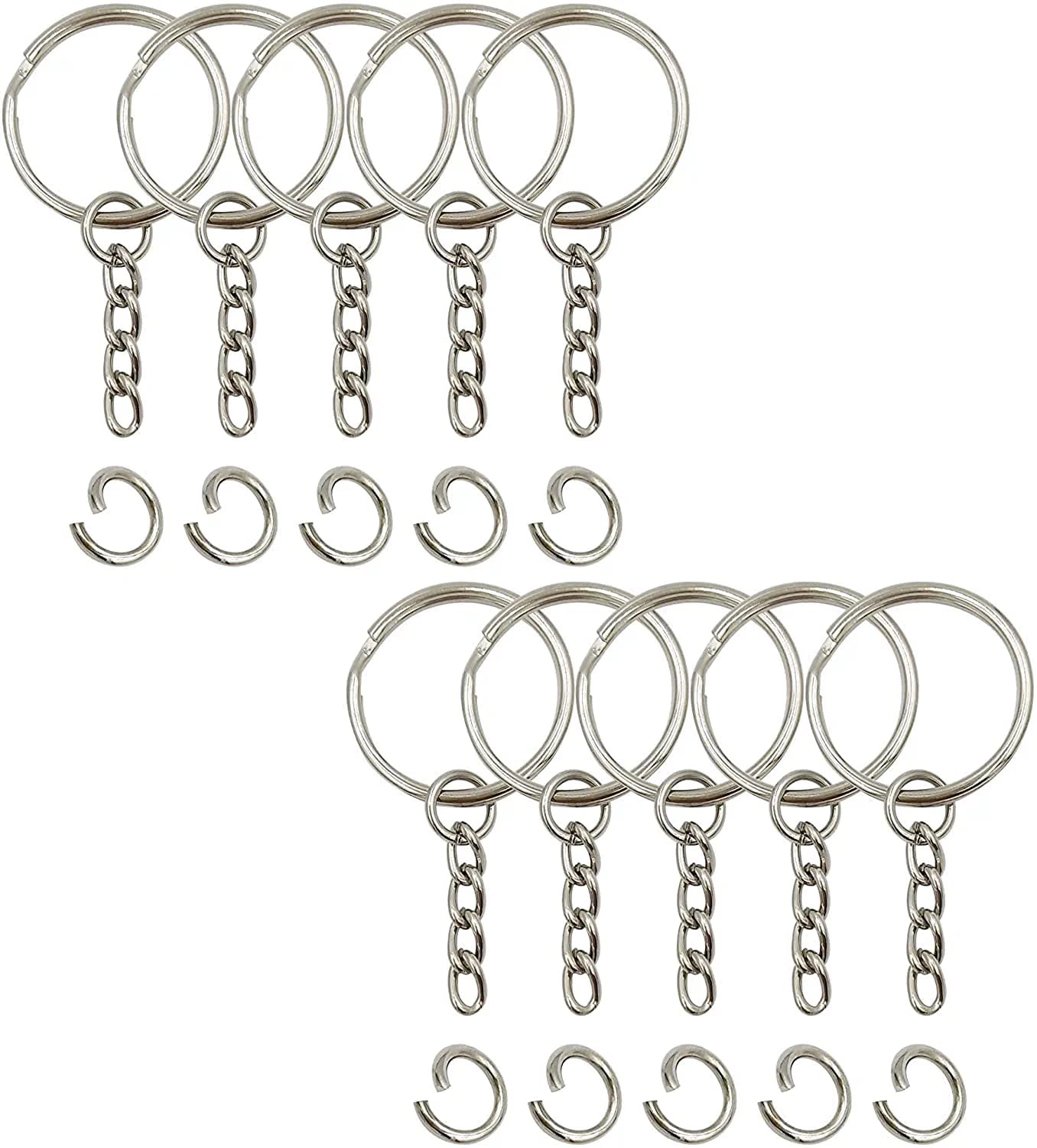 Convay Stainless Steel Key Ring with Chain and Open Jump Rings set 10-picture-50