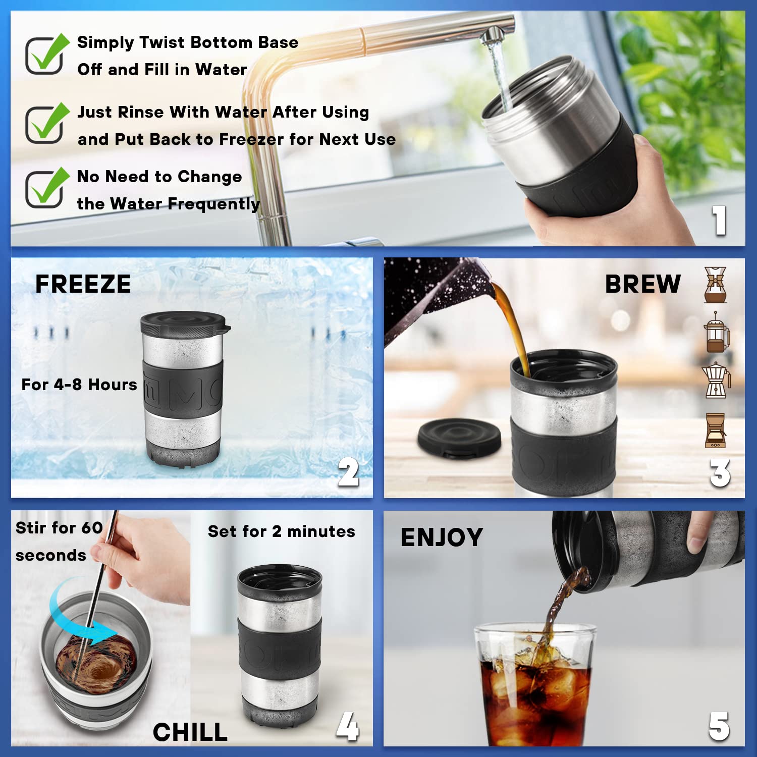 Bodice Chiller Cooling Freeze Beverage Cup, Coffee/Beer Rapid