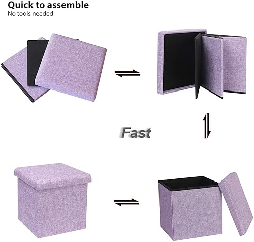 Miniatura 81 de B FSOBEIIALEO - Otomano plegable de piel sintética con almacenamiento Gris,Negro -,Negro 16.5"x12.6"x12.6",Azul,Marrón,Gris