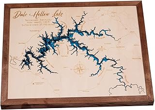 Personalized 3D Dale Hollow Lake Wood Map - Lake Depth Map Art - 7-Layer Nautical Decor - Rustic Wall Art for Lake House, Cabin - Gifts for 5th Anniversary, Father’s Day, Christmas, Housewarming