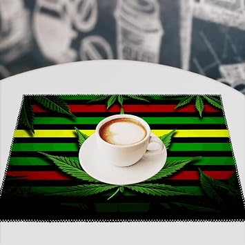 Placemats Set of 6 Weed Striped Waterproof and Washable Outdoor Patio Table Mats for Kitchen Dining Table Decoration Indoor Outdoor