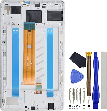 White Tablet Full LCD Digitizer Touch Screen Assembly Screen Frame Replacement for LTE Version Samsung Galaxy Tab A7 Lite Tab A7 Lite LTE SM-T225 8.7" with Tool Kit