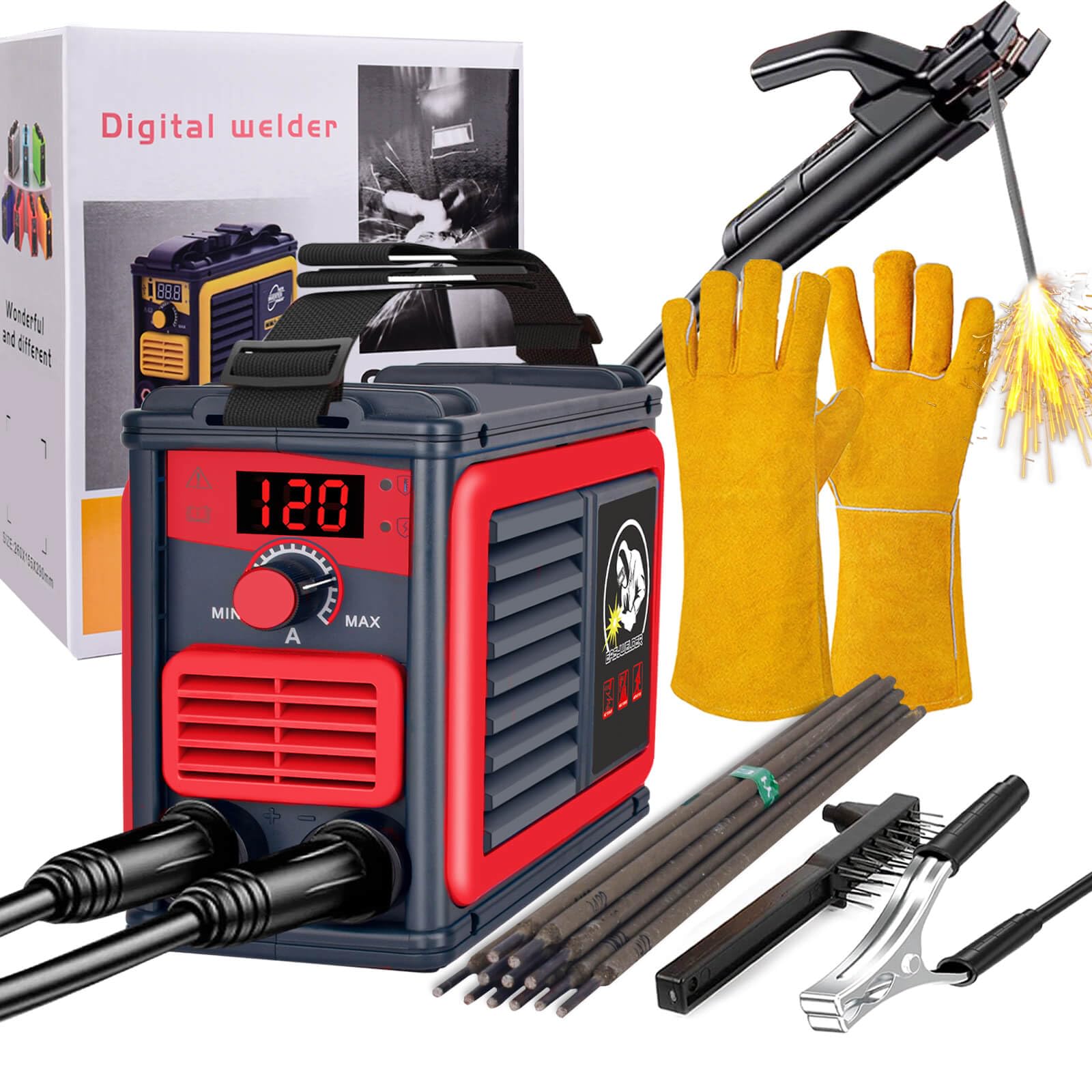 Amazon | EASYWELDER 真の電流120A 溶接機 10PCS溶接棒が付属 、IGBT 