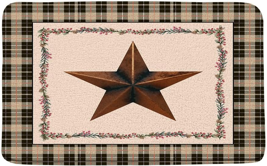 Amazon.com: Western Texas Star Vintage Bath Mat Black Tan Buffalo Check ...