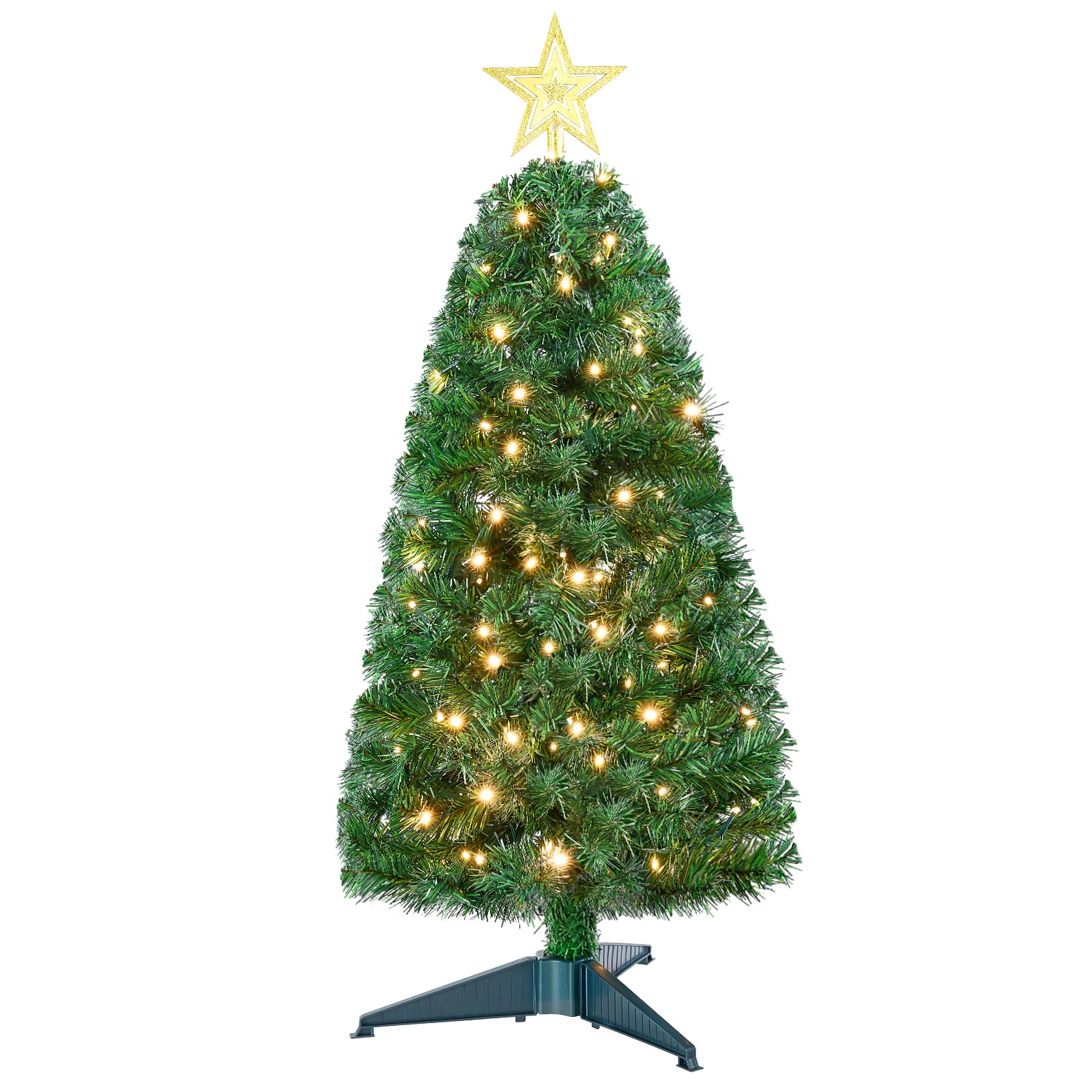 ELYKEN Mini sapin de Noël artificiel de 0,9 m avec lumières LED, décoration de Noël pour table, chambre à coucher, intérieur, extérieur, vert