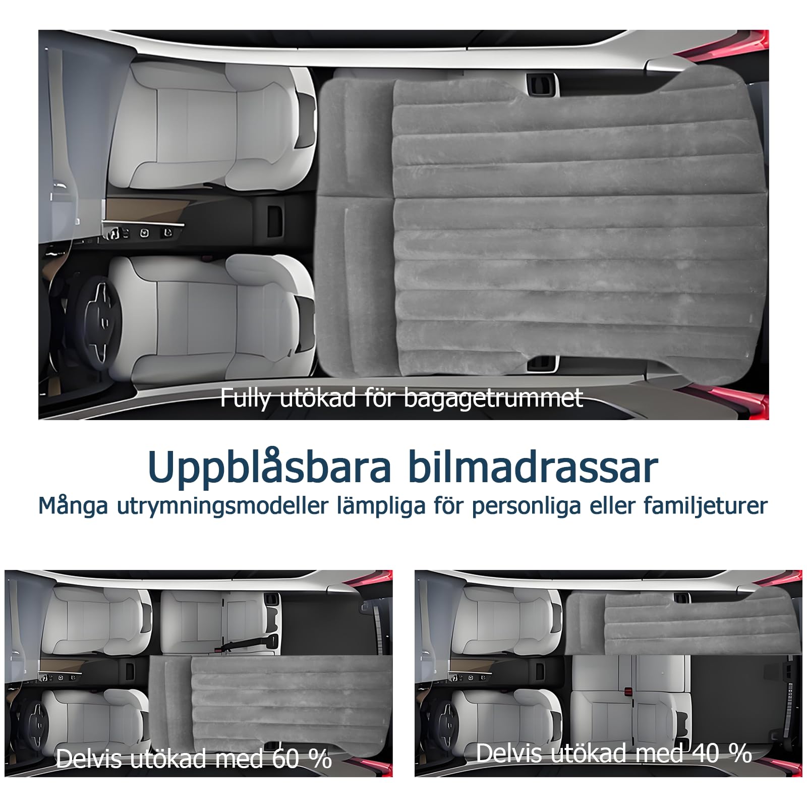 Colchón Inflable para Coche SUV para Camping Maletero Asiento Trasero Negro