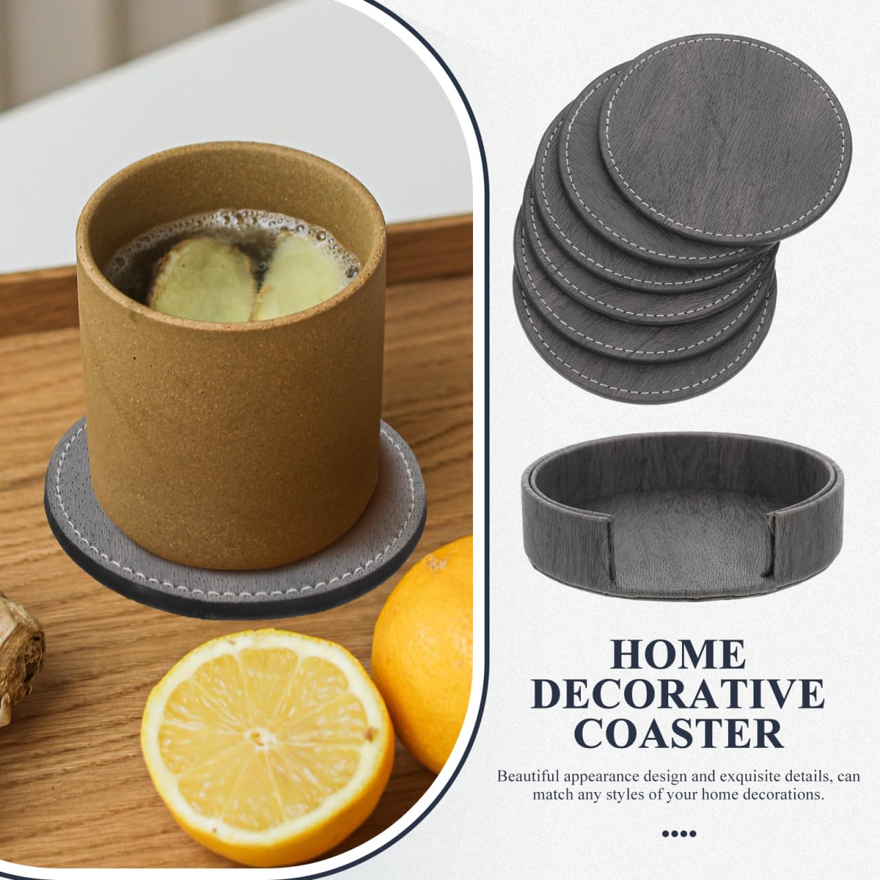 PRETYZOOM 1set Household Cup Insulation Pads Double-Sided Leather Holder Non- Drink Mats for Tables Practical Cushions for Home Decor