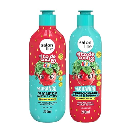 Salon Line, Kit Shampoo e Condicionador, #todecacho Kids, Morango, Vegano - Para Cabelos Ondulados, Cacheados e Crespos, 2 Unidades