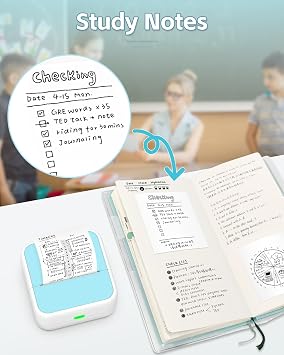 Sticker Printer - Mini Printer with Stickers, Bluetooth Inkless Printer, Sticker Maker, Mini Photo Printer, Portable Thermal Printer for iPhone, Impresora Portátil for Notes, Journal, DIY, Kids Gift