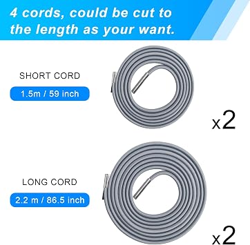 COITEK Universal Zero Gravity Chair Repair Cord Kit, 4 PCS Replacement Elastic Cords Repair Tool Kit for Repairing Zero Gravity Chair, Recliners, Garden Sun Loungers, Garden Chairs (Silver) | Replacement Elastic Cords Repair Tool Kit for Repairing Zero Gravity Chair, Recliners, Garden Sun Loungers, Garden Chairs
