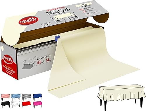Miniatura 15 de Neatiffy Rollo de mantel de plástico desechable Mantel impermeable de 54 pulgadas x 108 pies Mantel para mesas rectangulares, cuadradas, Negro