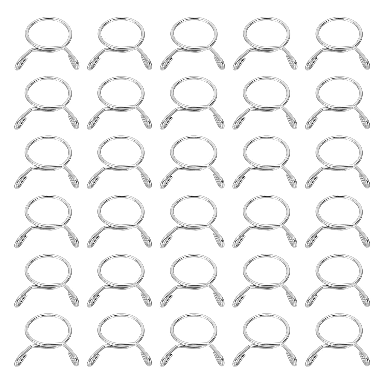 sourcing map Fuel Line Hose Clips 30Pcs 15mm ID 17.5mm Clamp Dia. 304 Stainless Steel Tubing Spring Clips Clamps Assortment for Air Hose Tube Water Pipe Motorcycle Scooter ATV, Silver