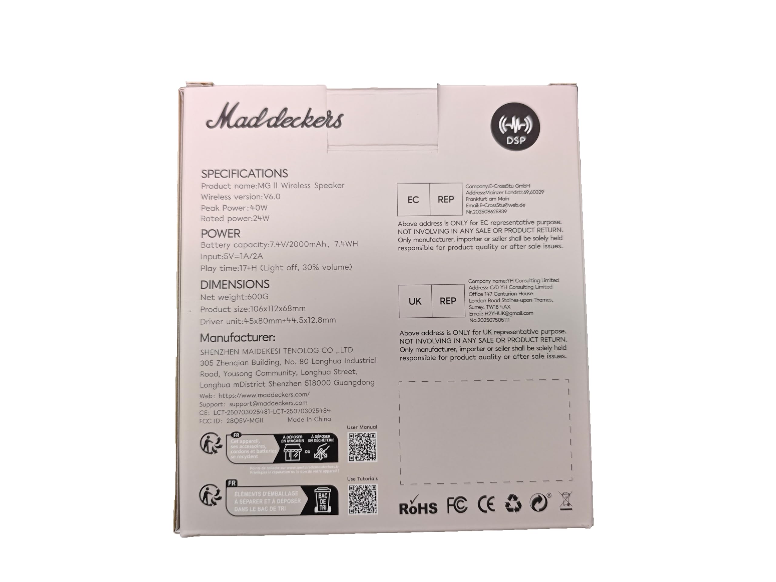 MG II Upgrade Bluetooth Lautsprecher, 24W RMS, Bluetooth 6.0, DSP-Klang, IP67 Wasser- und staubgeschützt, Lange Akkulaufzeit, RGB-Licht, TWS Stereo, 3 EQ-Modi, USB-C, AUX/TF/USB (Crème)