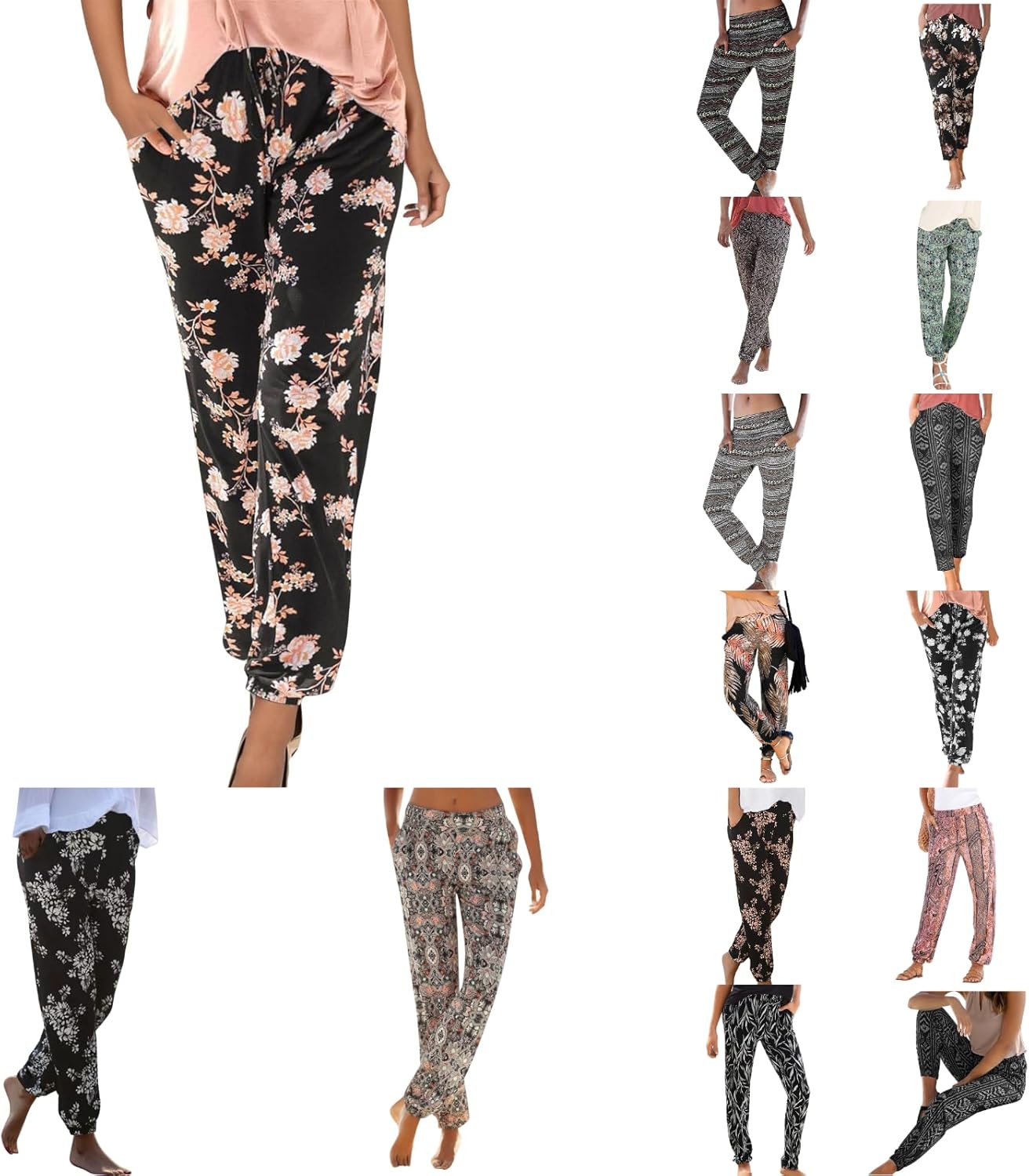 Damen Haremshose Sommer - Leichte Boho Freizeithose Mit Taschen