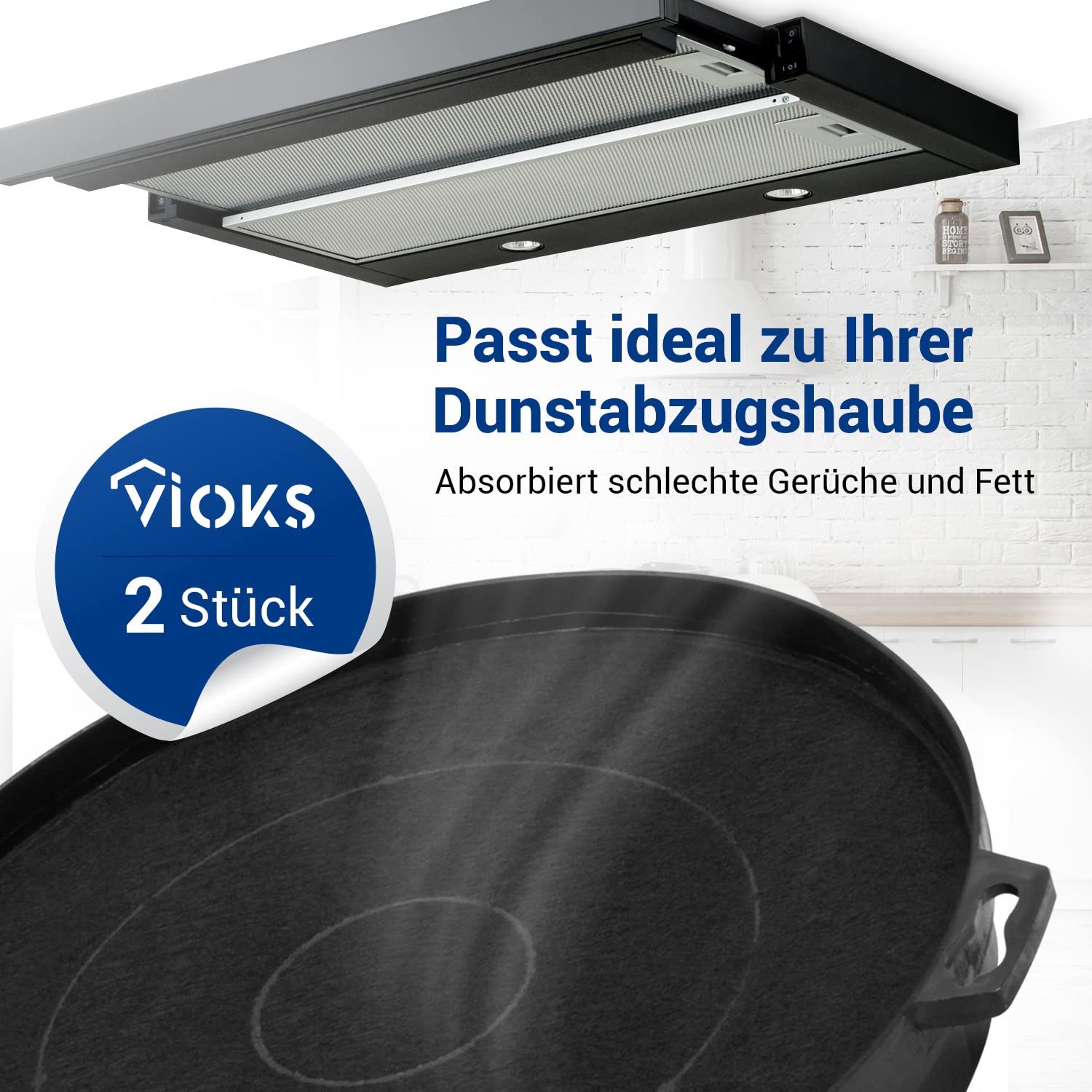VIOKS 2x Kohlefilter 210mm Dunstabzugshaube Ersatz für Bosch 00353121 | Aktivkohlefilter, für Neff Bosch Balay Elica Siеmens Abzugshaube