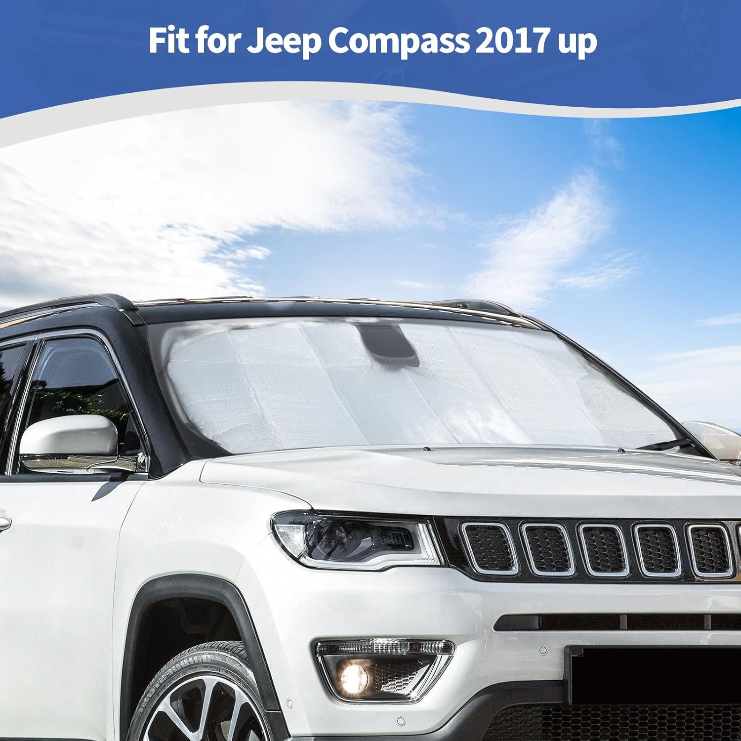 RT-TCZ for Compass Windshield Sun Shade Visor Mat Sunshade for Jeep Compass 2017 2018 2019 2020 2021 2022 2023 up