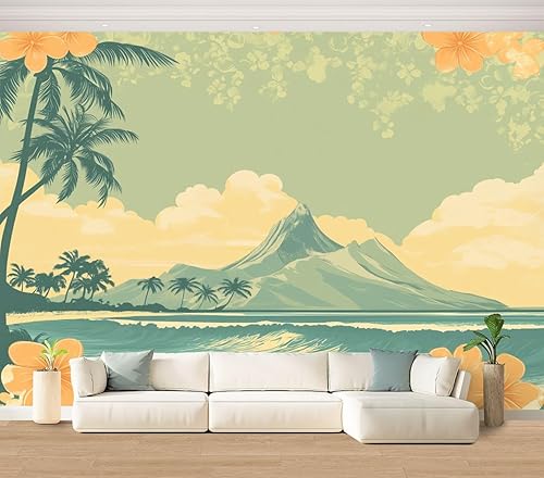 Miniatura 24 de Hawaii - Mural de pared retro exótico exótico tropical con olas de playa, paisaje, vintage, despegar y pegar, autoadhesivo, extraíble, adhesivo de