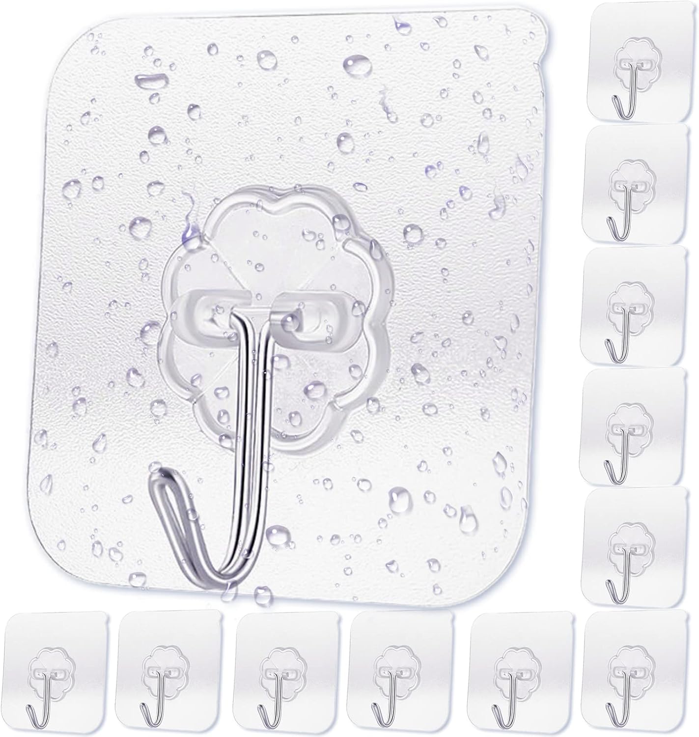 TCPENG® Adhesive Hooks Heavy Duty, 12 PCS Strong Adhesive Hooks for