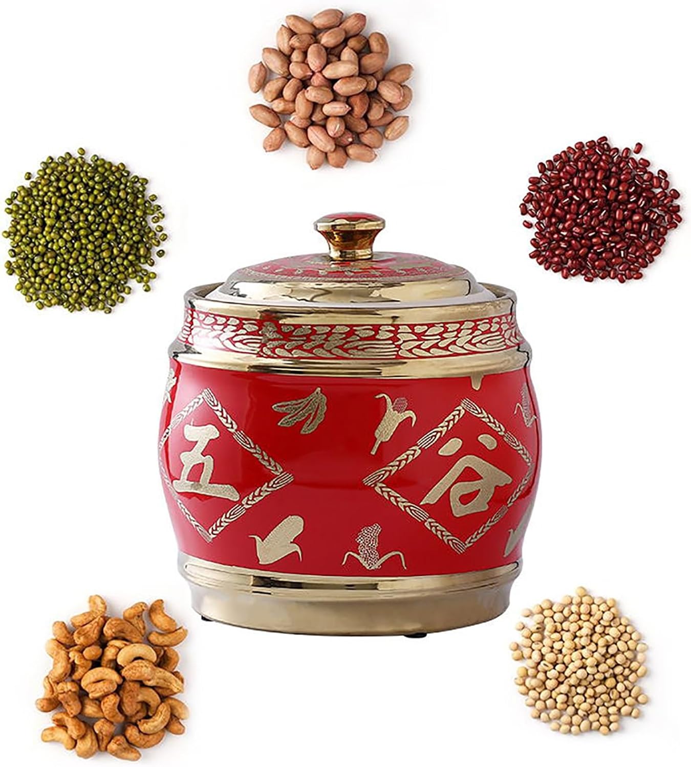 Rice Bucket Large Rice Dispenser, Ceramic Sealed Storage Tank, Tea Can with Lid, Food Storage, Airtight Storage Bucket for Grains Snacks Candy Coffee Beans Food Dispenser, Grain