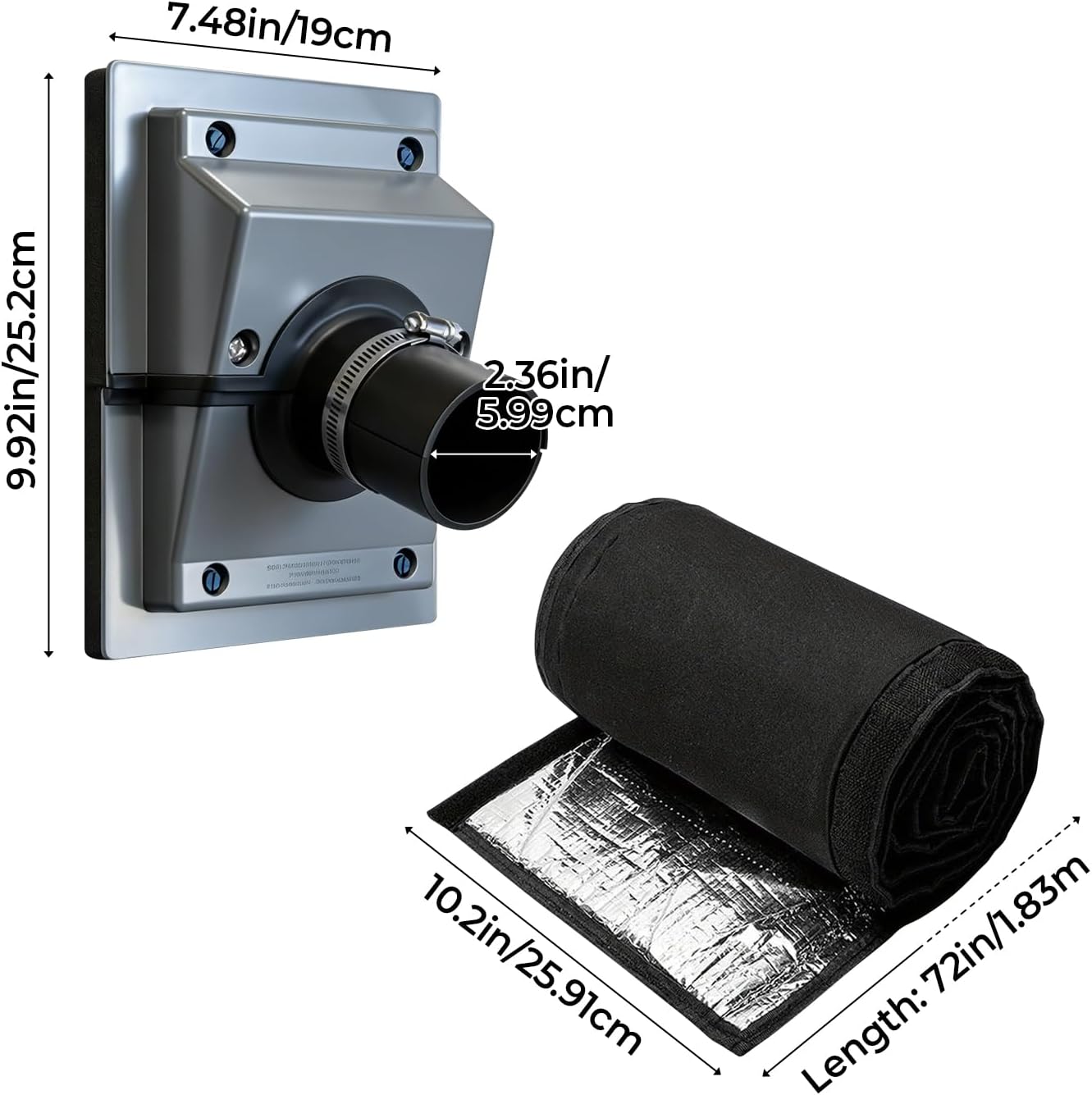 HVAC Wall Penetration Cover & Line-Set Cover Kit, Split Cover Wall Sleeve and HVAC Copper Pipe Insulation Cover, AC Line-Set Insulation Protector for Indoor & Outdoor Air Conditioner Systems