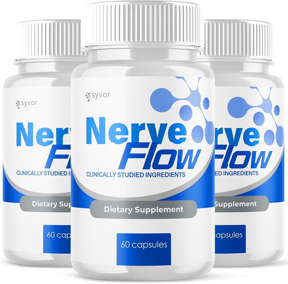 (3 Pack) Nerve Flow Capsules, Official Nerve Flow Pills Made with All Natural Ingredients, Maximum Strength NerveFlow Sciatic Support Supplement with Advanced Vitamins for Women & Men (180 Capsules)