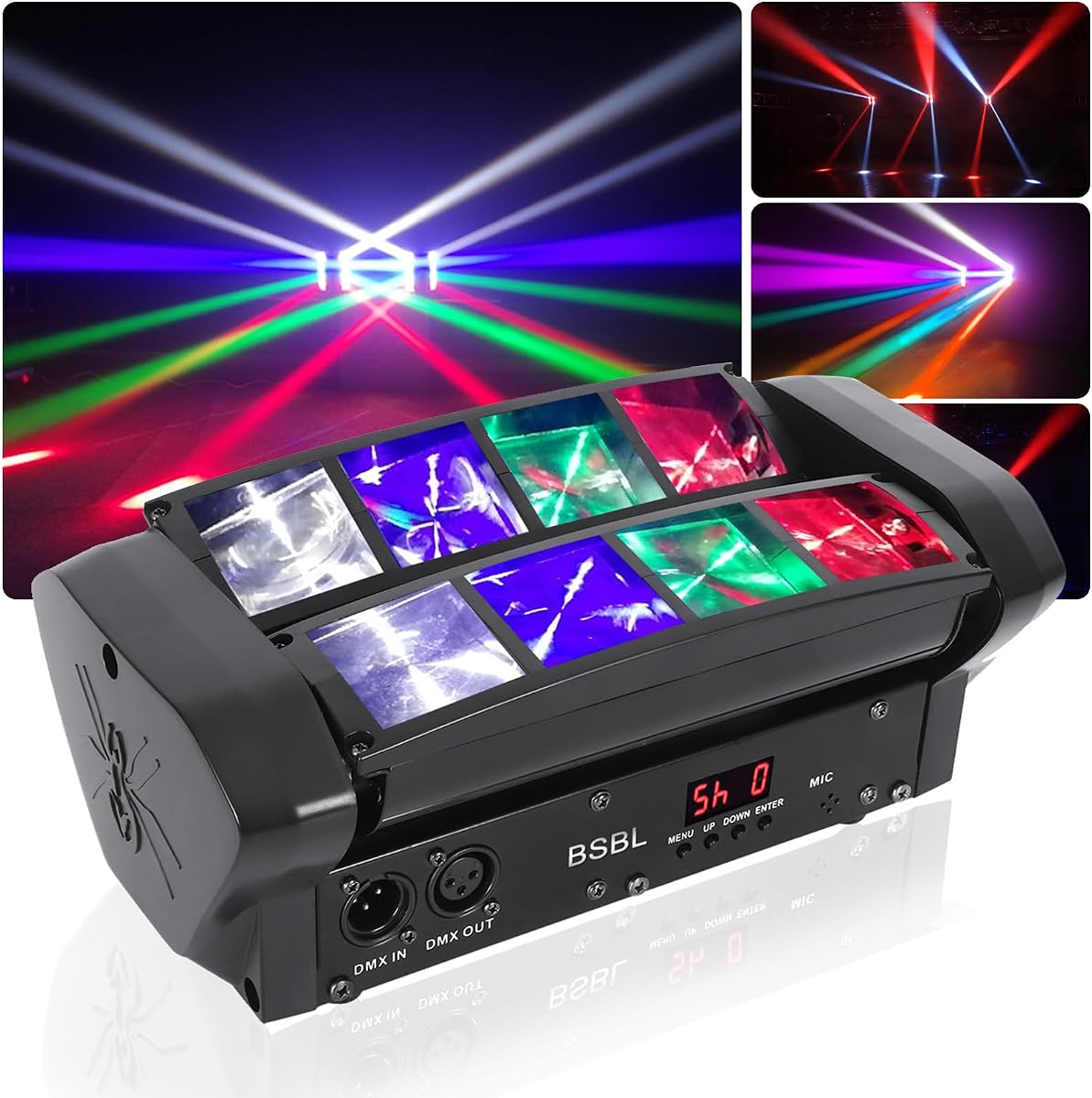 RGBW Moving Head DJ Light LED Beam Light with Sound Activated & DMX512 Control - LED Stage lightsing for Parties, Events, Clubs, Weddings