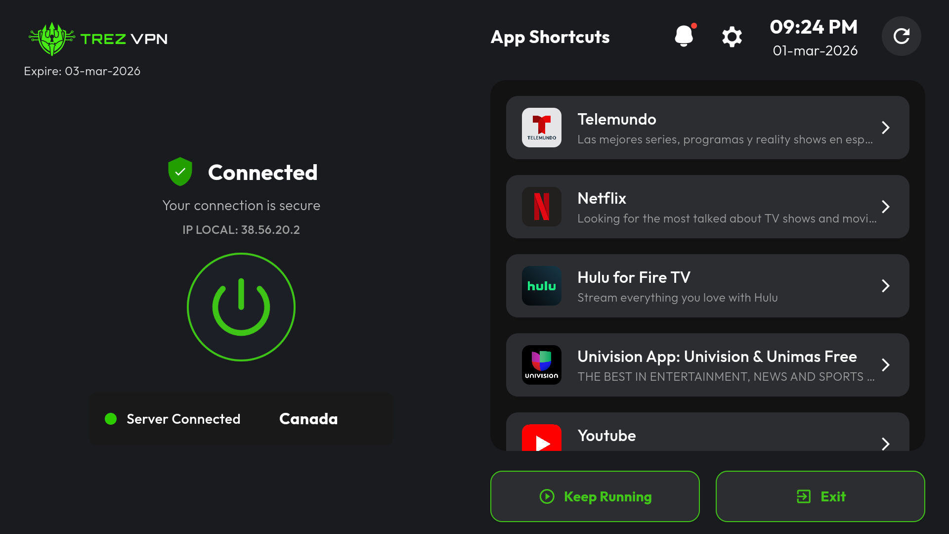 Trez VPN – Secure VPN for Fire TV - App on Amazon Appstore