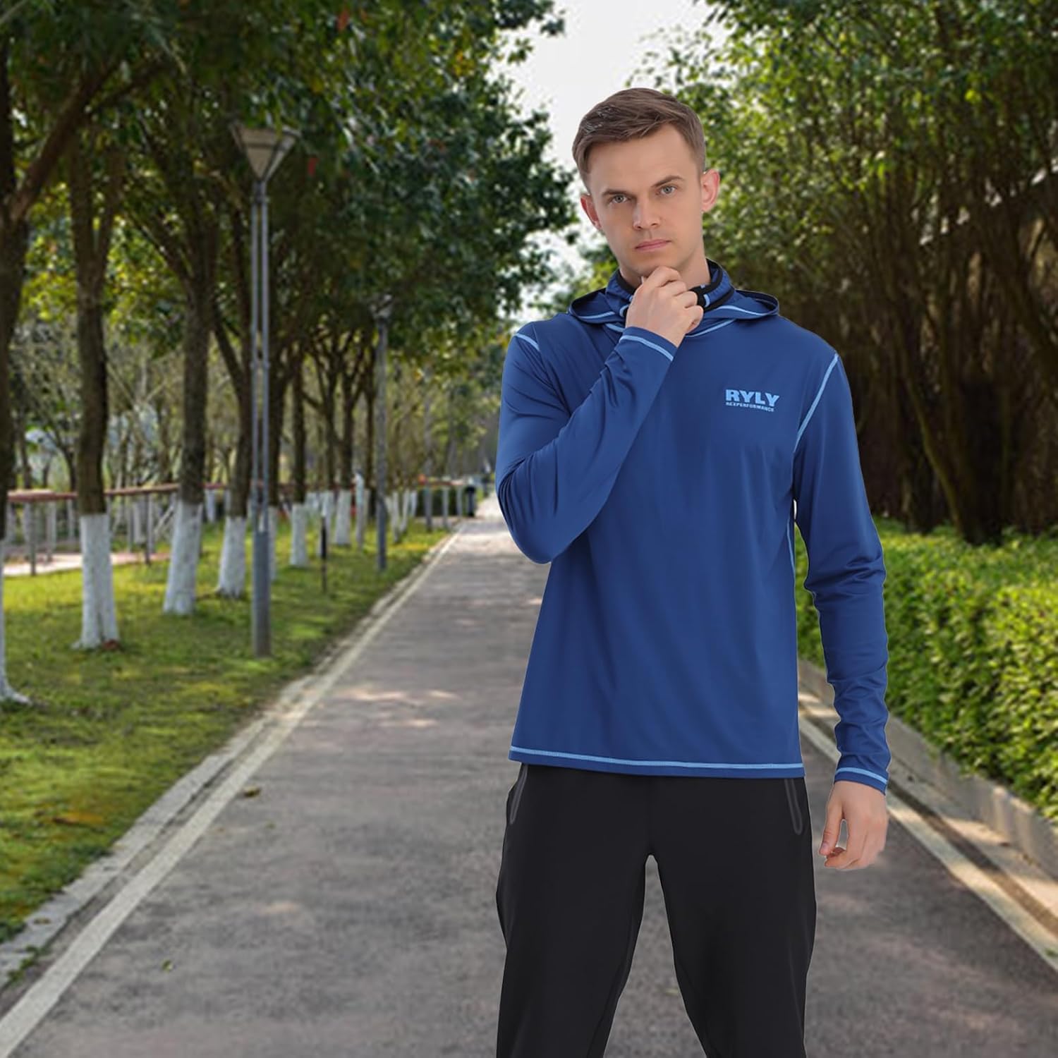 Fishing Shirts for Men,Long Sleeve Rash Guard Shirts Sun Protection Hoodie Athletic Running Hiking Shirt 1/2 Packs - Image 3