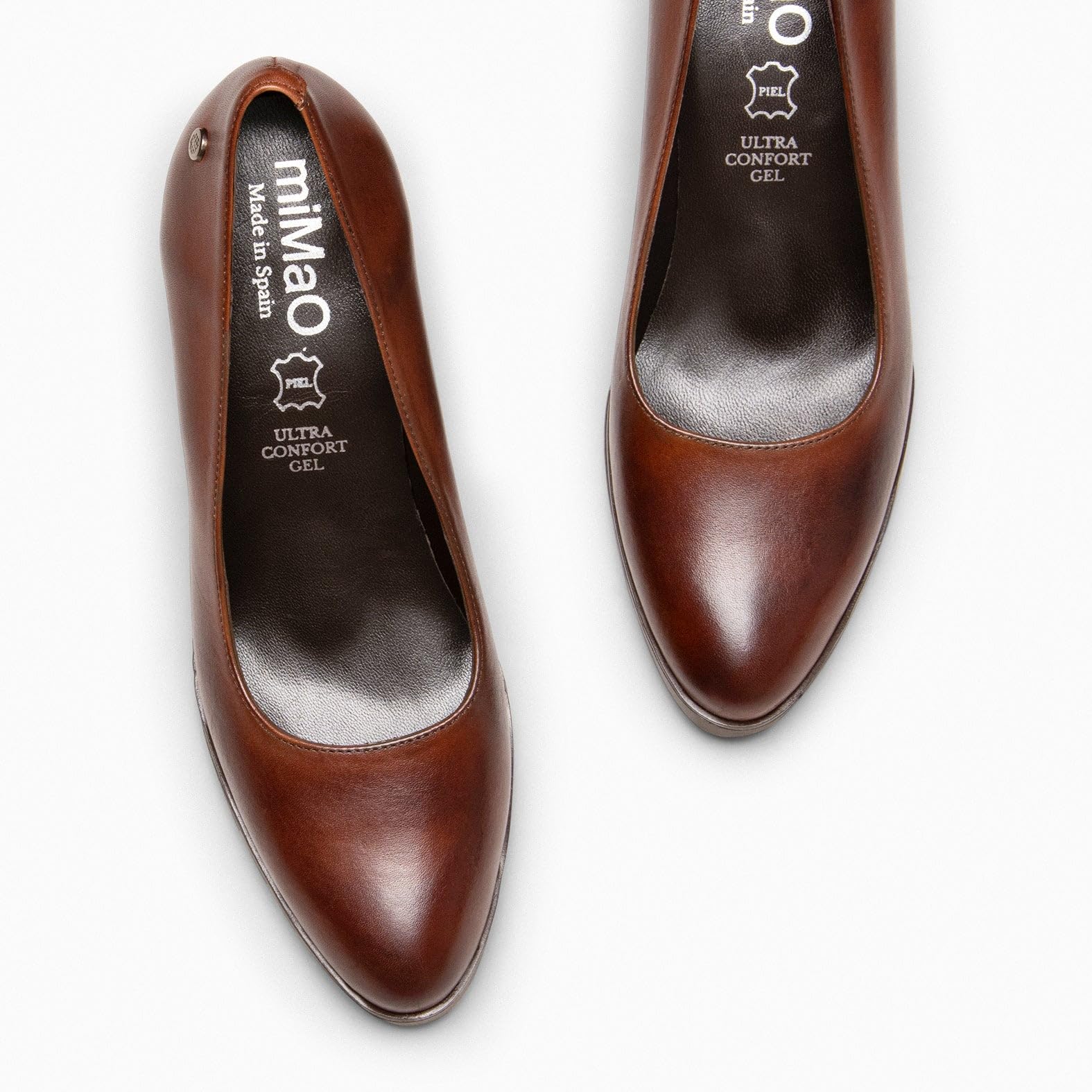miMaO, Zapatos de tacón Ancho de Piel para Mujer, Salones cómodos con Plantilla de Gel, Elegantes para Oficina, Eventos y Uso Diario, Fabricados en España