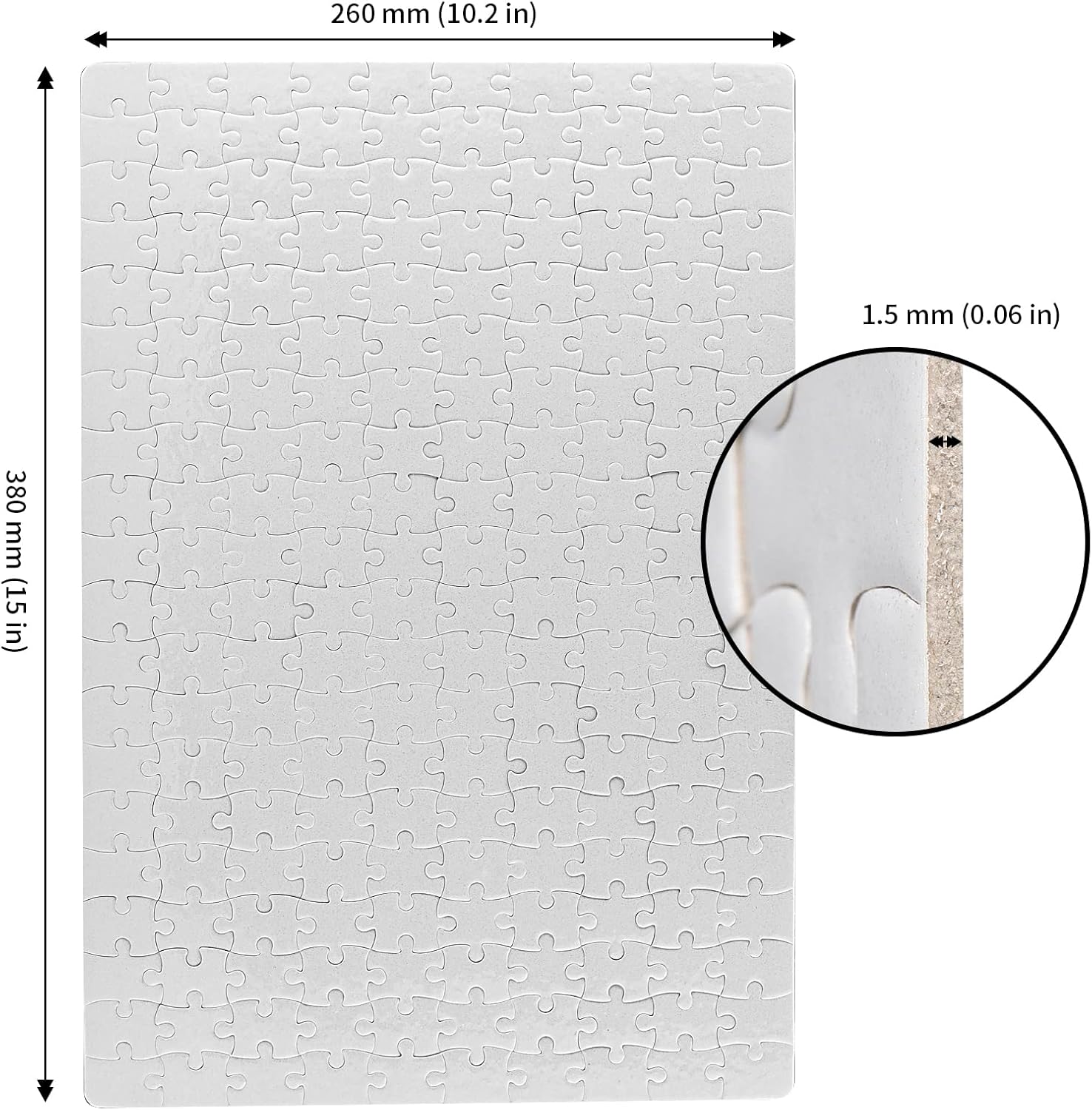 JAPCHET 12 Sets 15 x 11 Inches Sublimation Puzzle Blanks, 200 Pieces White Blank Sublimation Jigsaw Puzzles, DIY Custom Puzzle for Heat Press Thermal Transfer Printing Craft