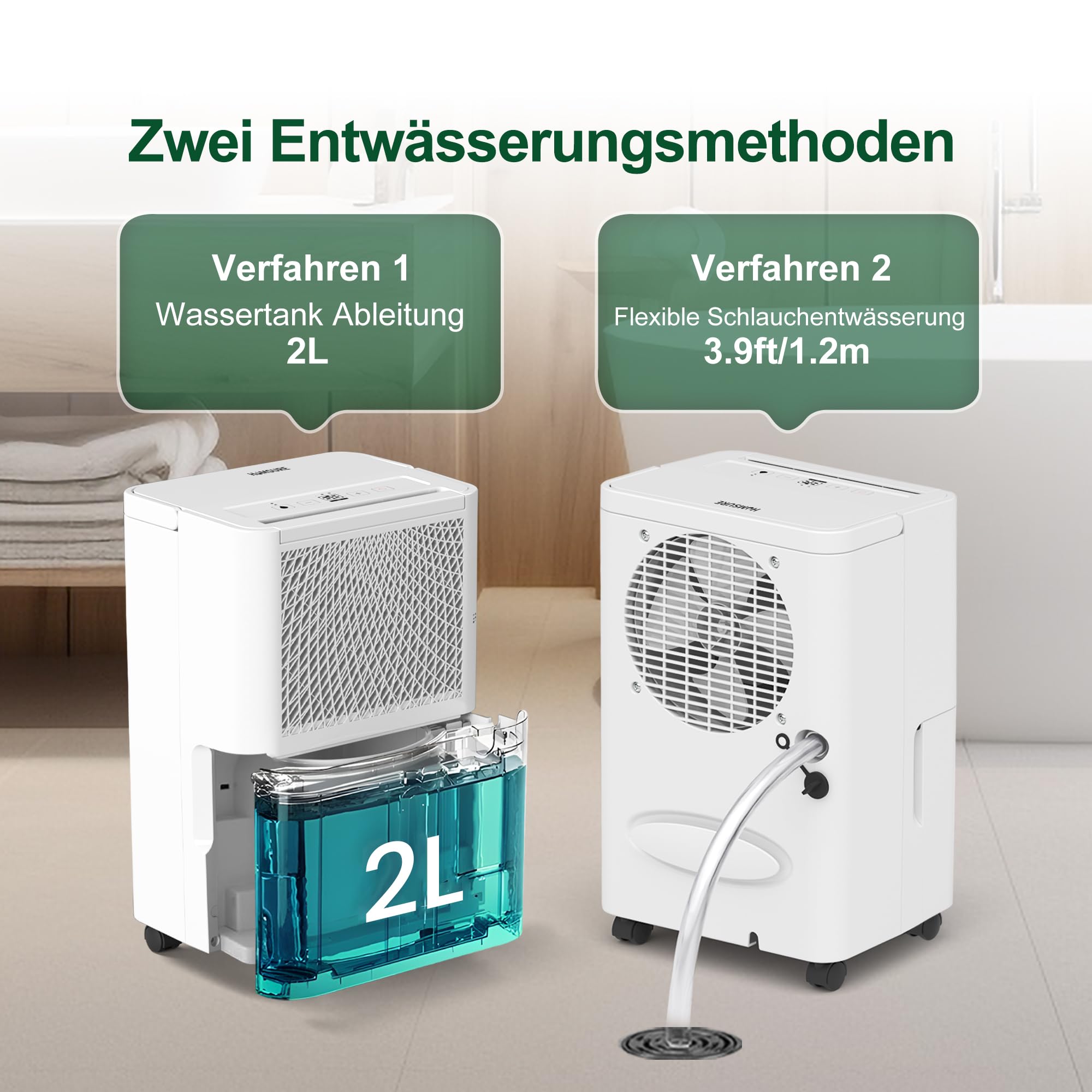 Luftentfeuchter Elektrisch,10L/Tag Hochleistungs Entfeuchter,Raumentfeuchter mit Wäschetrocknung, Ablaufschlauch,Timer und Abtauen, Ideal für Schlafzimmer, Keller, 10 J. Gar (10L Luftentfeuchter)