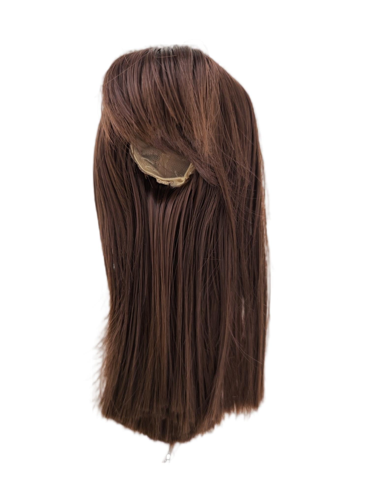 1/8 bjd sd Wig Head Circumference 5.5-6inch(14-15cm) high Temperature Fiber Diagonal Bangs Long Straight Coffee Hair