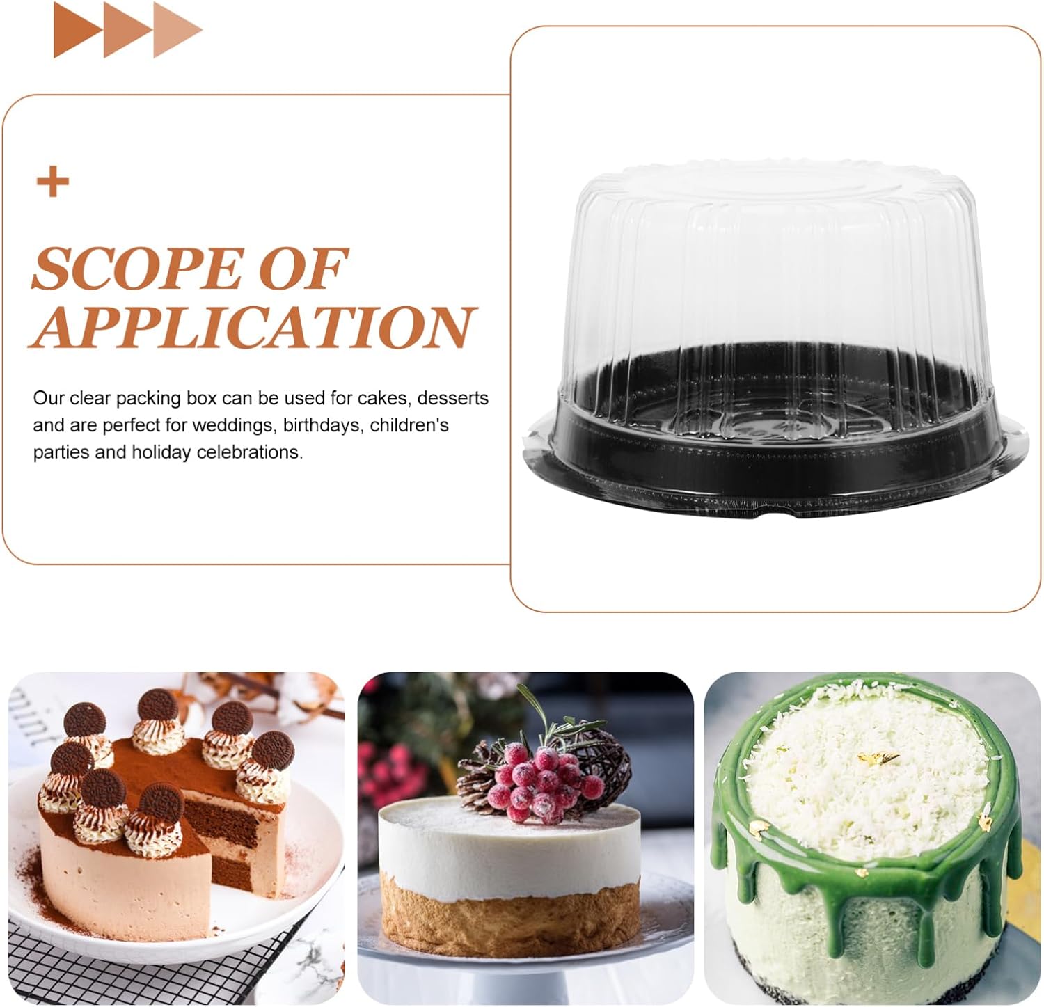 DOITOOL Plastic Cake Containers with Lids, 10PCS Clear Disposable Cake Containers with Clear Cover for Optimal Product Visibility for 6 Inch Cake