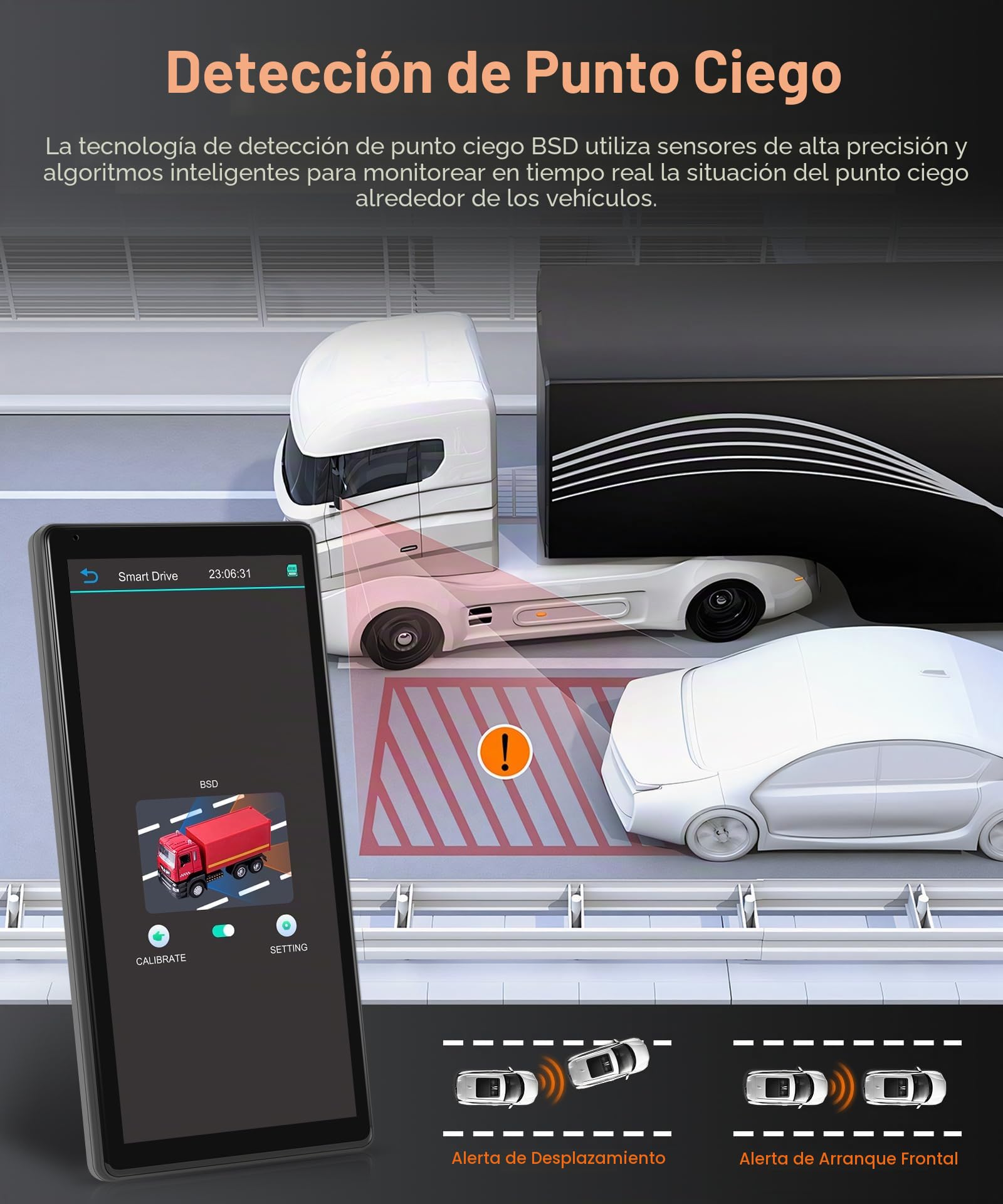 LKW Espejo retrovisor Dashcam con 2 cámaras de marcha atrás, espejo retrovisor de pantalla vertical para camiones y autobuses, 10,36 pulgadas pantalla táctil con sistemas BSD/DVR/grabación en bucle