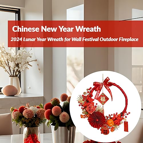 Miniatura 3 de Decoraciones de Año Nuevo chino 2024 Corona china roja y pares de nudos chinos, decoración de Año Nuevo Lunar Año del Dragón, adorno colgante de la