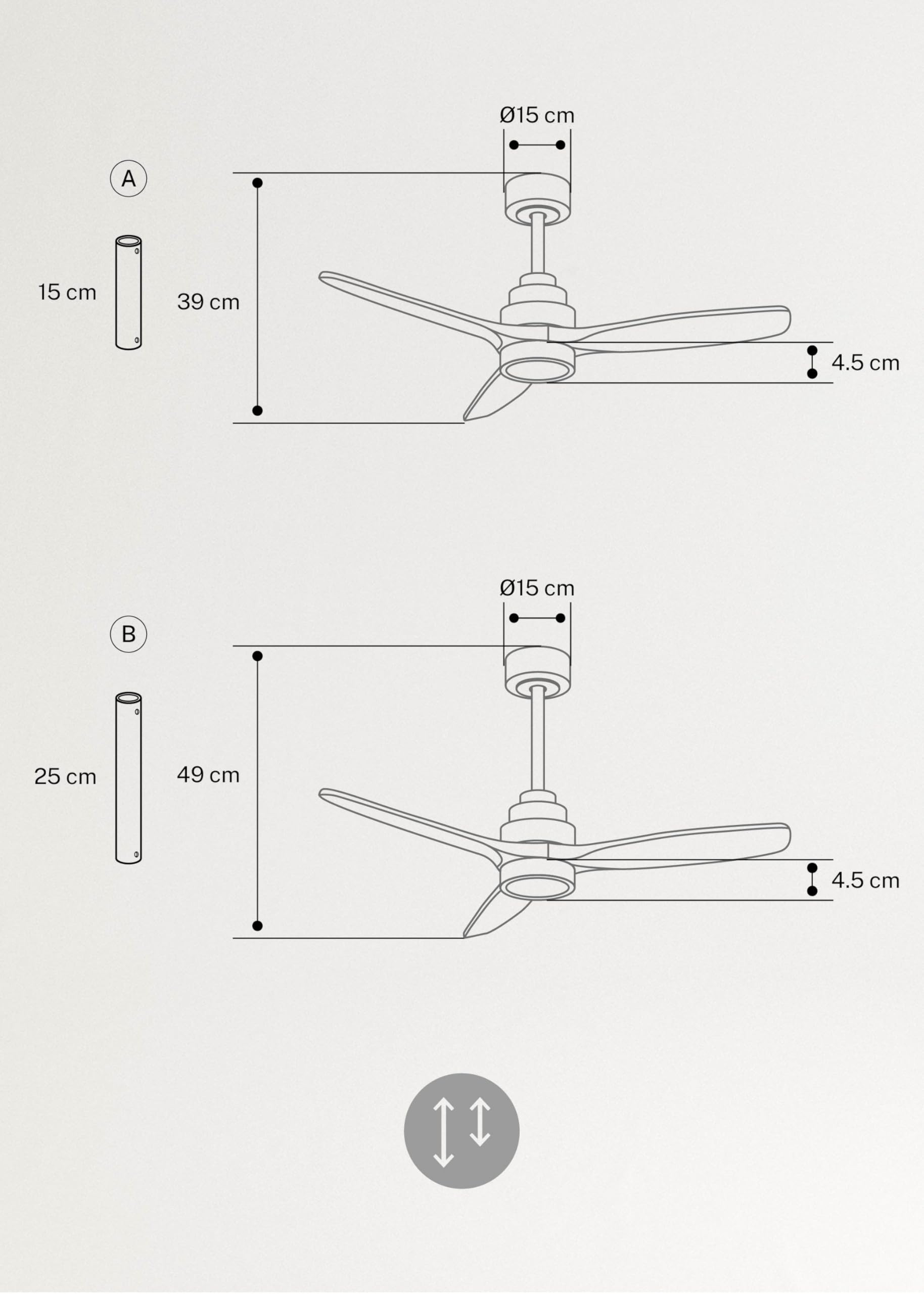 CREATE / WINDSTYLANCE S/Ventilador de techo ABS con luz blanco aspas efecto madera clara con mando/ 40W, Silencioso, Ø112 cm, 6 velocidades, temporizador, verano-invierno, doble altura, motor DC
